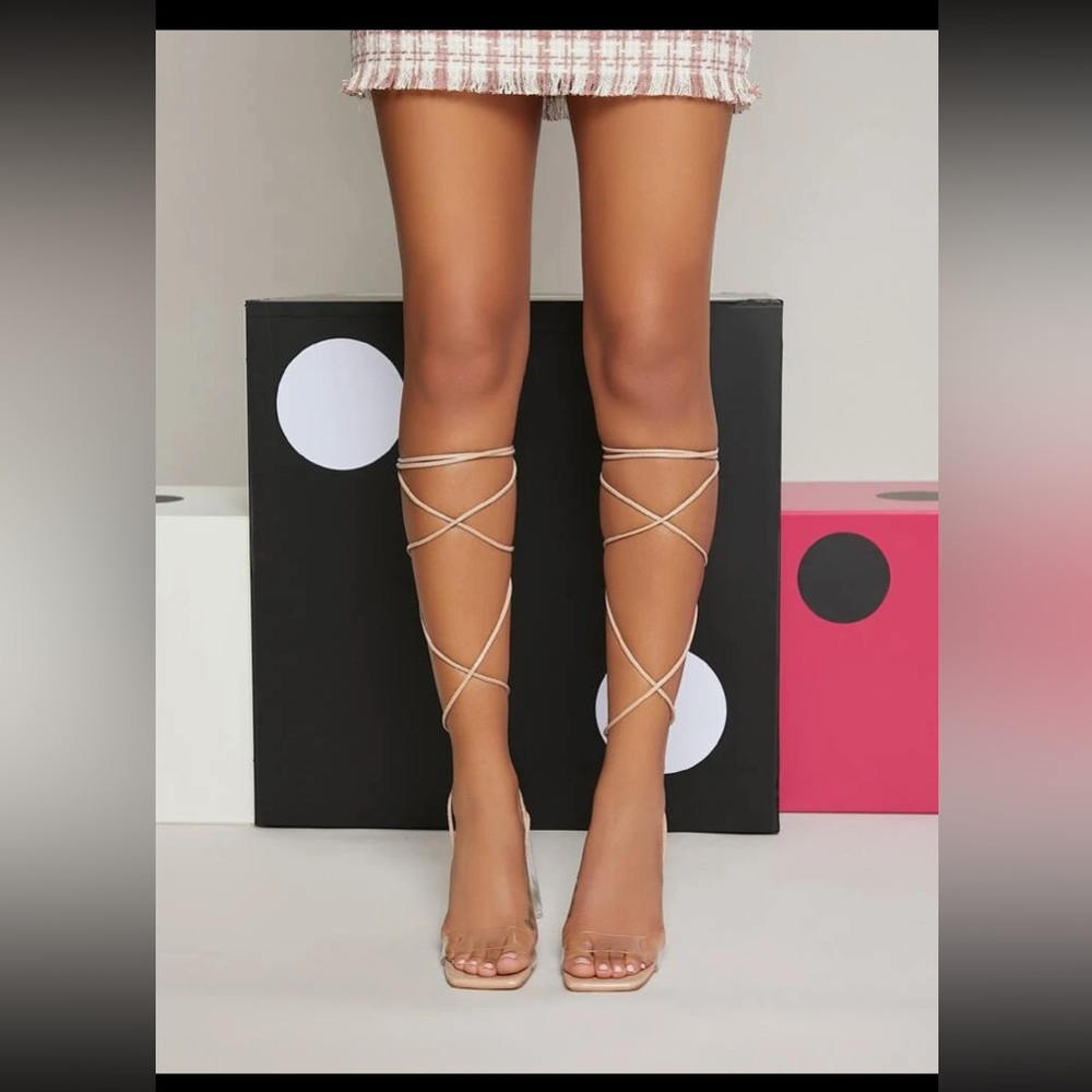 Clear nude heels